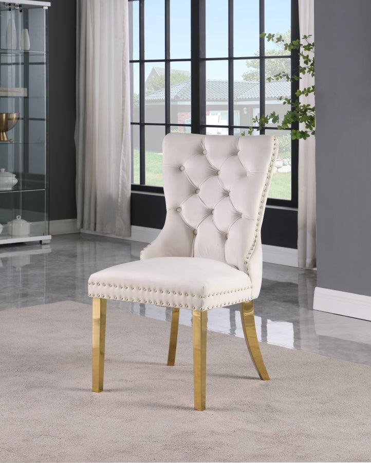 Meridian Furniture - Carmen Velvet Dining Chair Set Of 2 In Cream - 812Cream-C - ATL FURNITURE