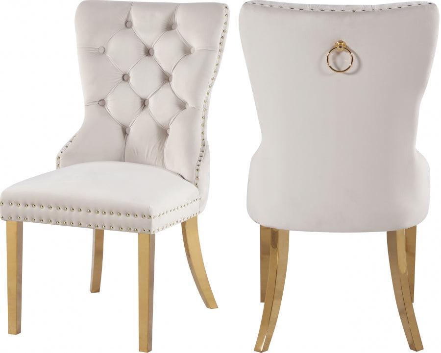 Meridian Furniture - Carmen Velvet Dining Chair Set Of 2 In Cream - 812Cream-C - ATL FURNITURE