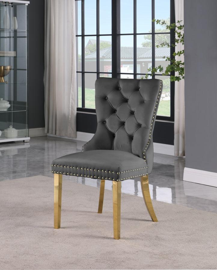 Carmen Velvet Dining Chair Set Of 2 In Grey - 812Grey-C - ATL FURNITURE