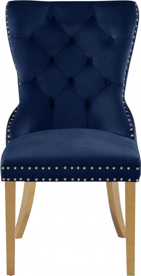 Carmen Velvet Dining Chair Set Of 2 In Navy - 812Navy-C - ATL FURNITURE