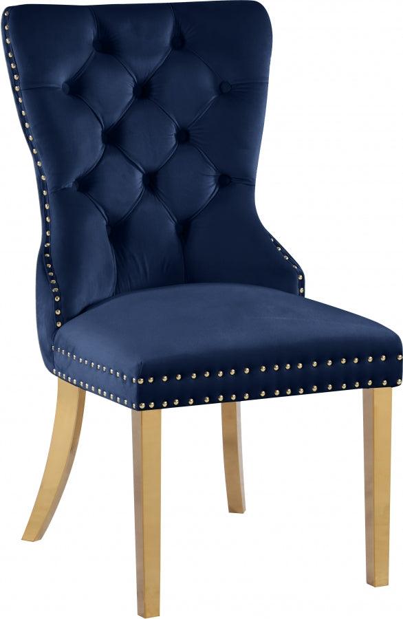 Carmen Velvet Dining Chair Set Of 2 In Navy - 812Navy-C - ATL FURNITURE