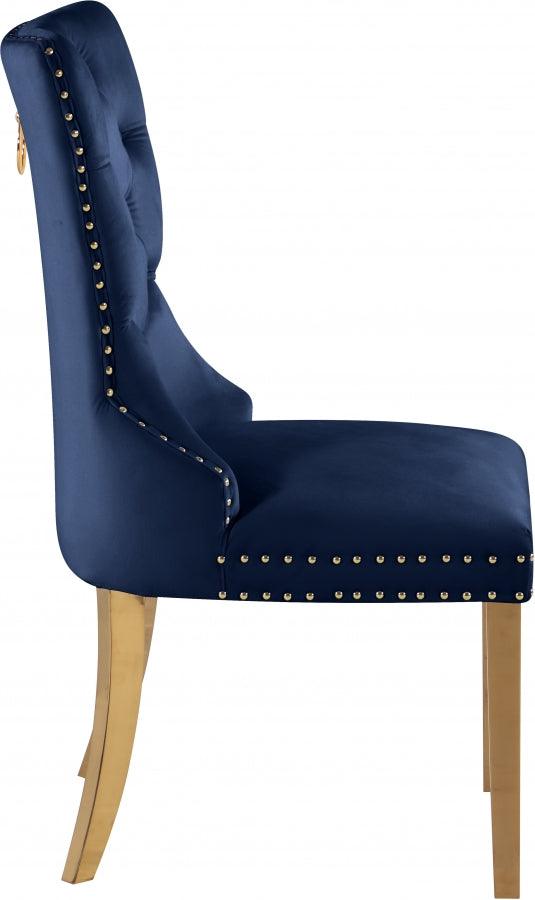 Carmen Velvet Dining Chair Set Of 2 In Navy - 812Navy-C - ATL FURNITURE