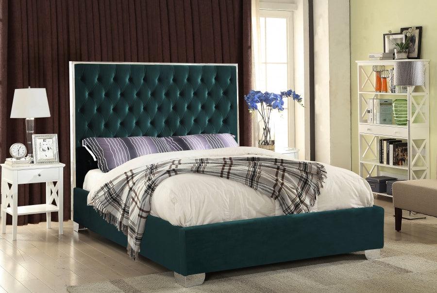 Lexi Velvet King Bed In Green - Lexigreen-K - ATL FURNITURE