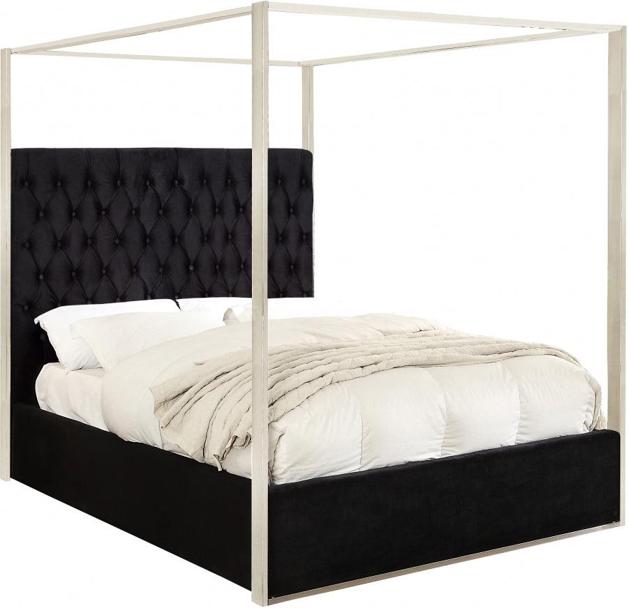 Meridian Furniture - Porter Velvet Queen Bed In Black - Porterblack-Q - ATL FURNITURE