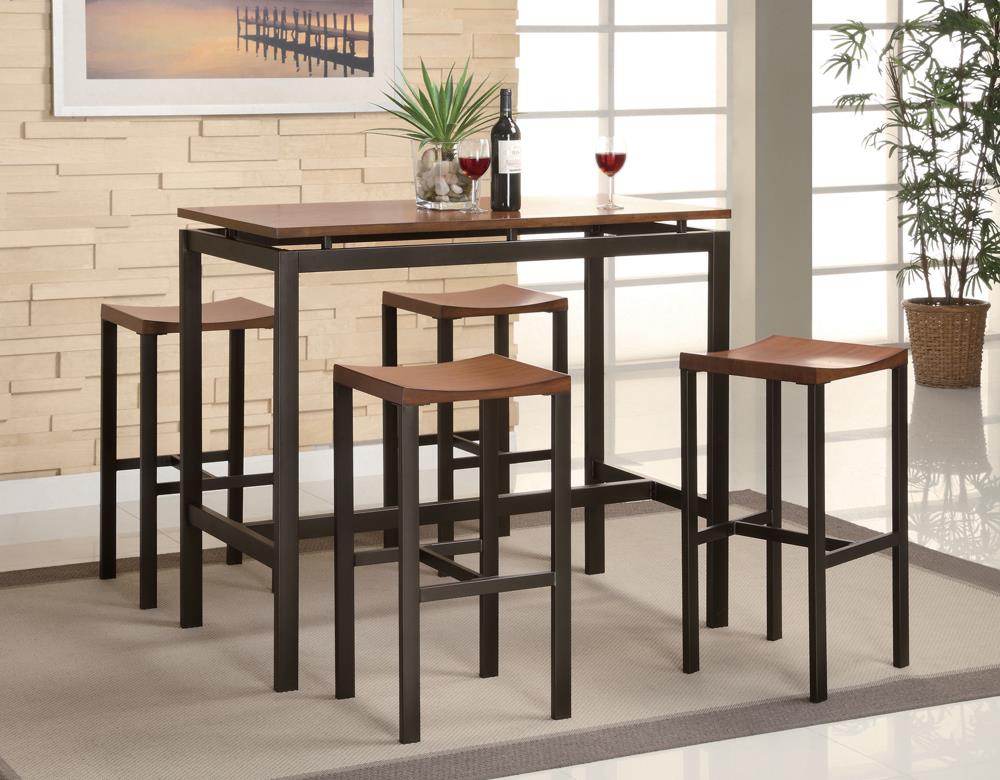 Atlas Birch Veneer and Black Five-Piece Dining Set - ATL FURNITURE