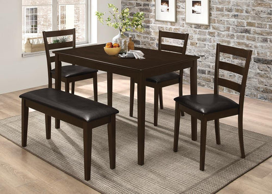 Taraval Cappuccino Five-Piece Dining Set With Bench - ATL FURNITURE