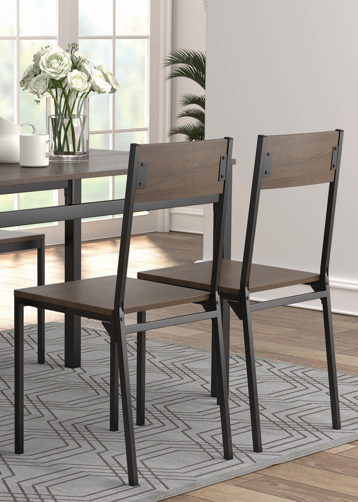 Lana 5-piece Rectangular Dining Set Dark Brown and Black