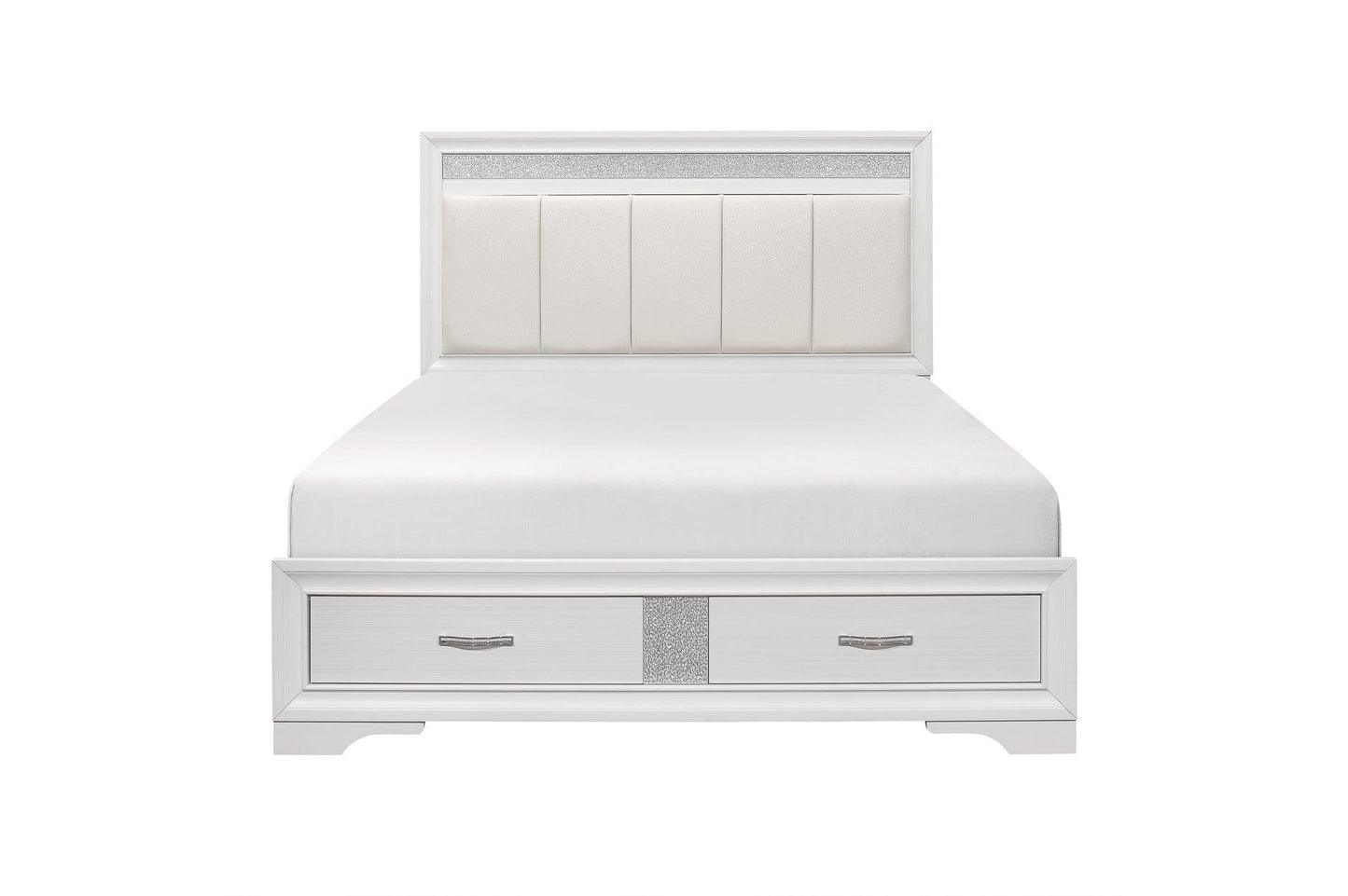 Homelegance - Luster Eastern King Platform Bed With Footboard Storage In White - 1505Wk-1Ek* - ATL FURNITURE