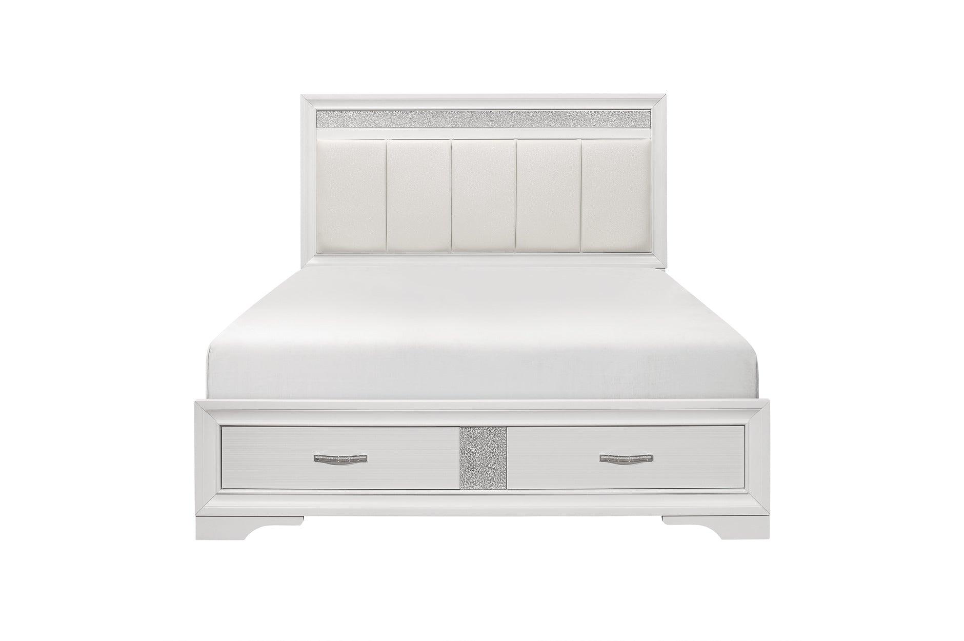Homelegance - Luster Eastern King Platform Bed With Footboard Storage In White - 1505Wk-1Ek* - ATL FURNITURE