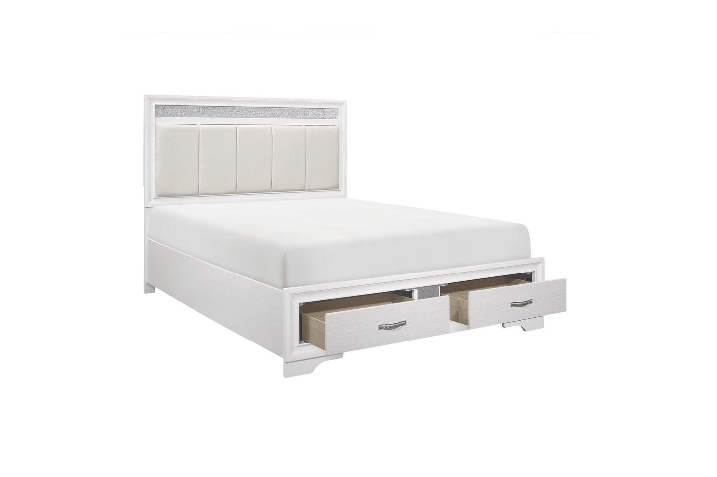 Homelegance - Luster Eastern King Platform Bed With Footboard Storage In White - 1505Wk-1Ek* - ATL FURNITURE