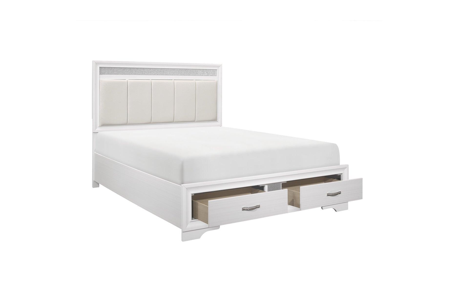 Homelegance - Luster Queen Platform Bed With Footboard Storage In White - 1505W-1* - ATL FURNITURE