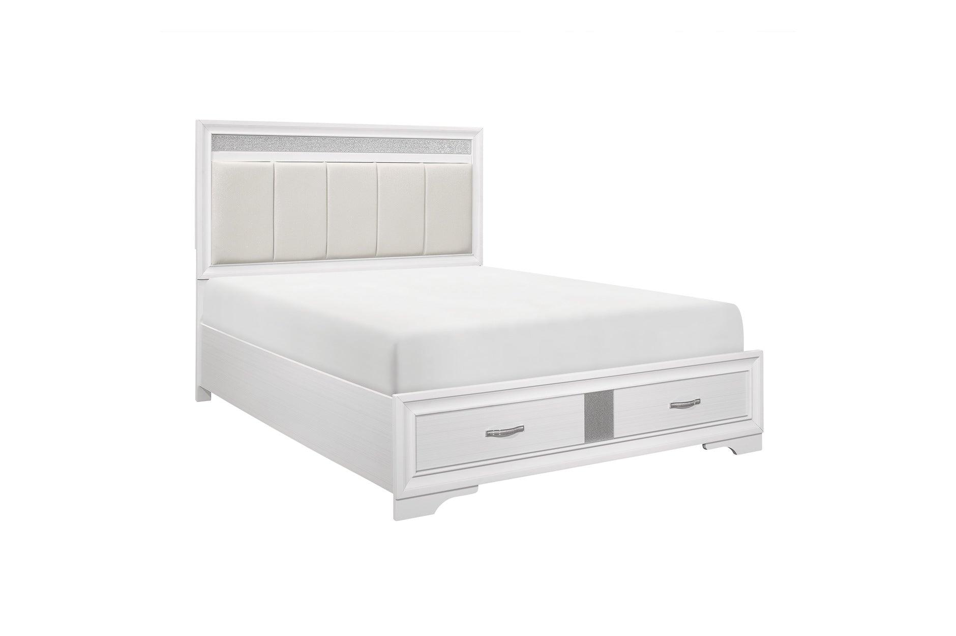 Homelegance - Luster Queen Platform Bed With Footboard Storage In White - 1505W-1* - ATL FURNITURE