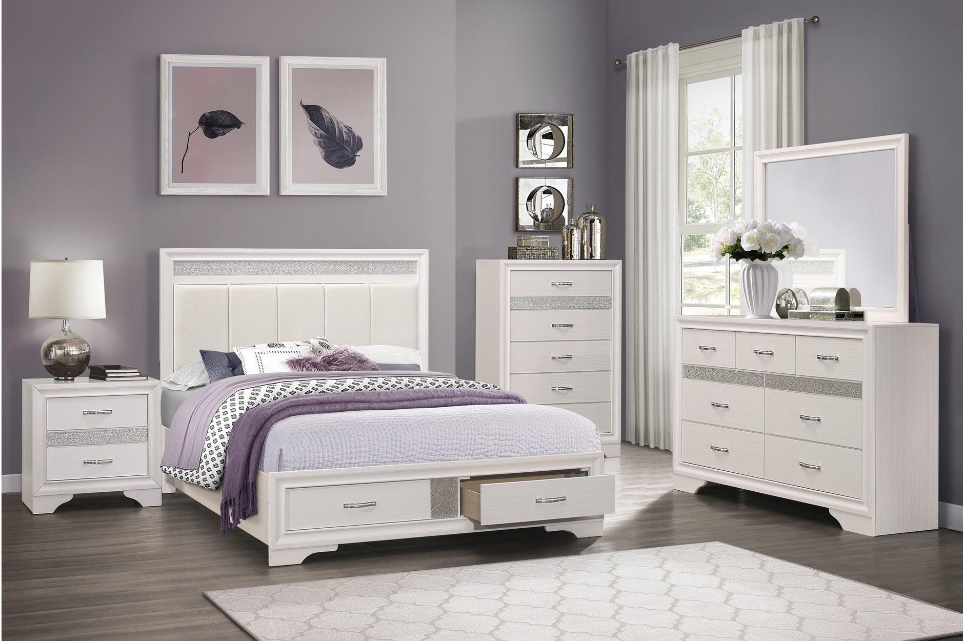 Homelegance - Luster 3 Piece Queen Platform Bedroom Set In White - 1505W-1-3Set - ATL FURNITURE