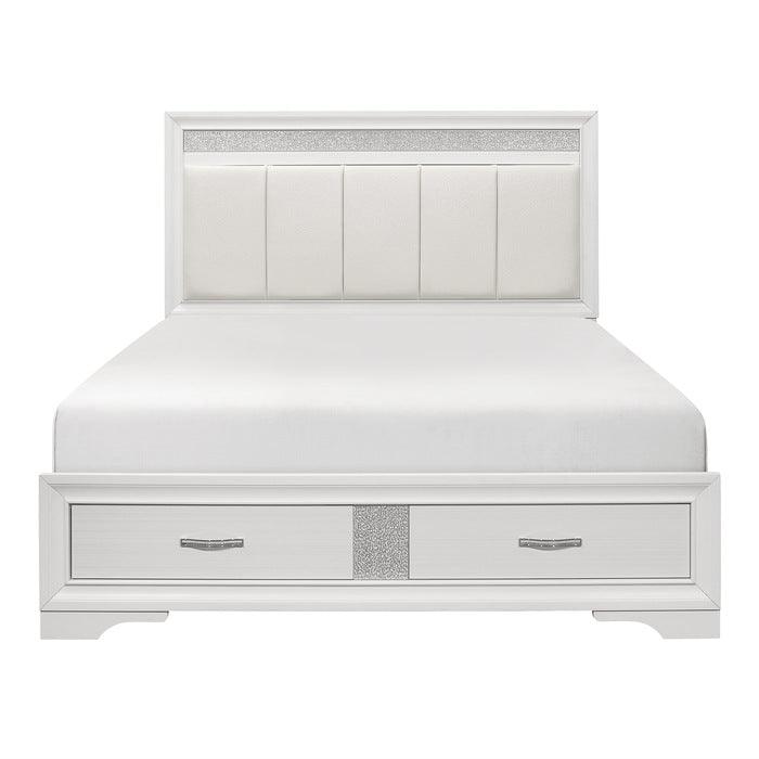 Homelegance - Luster Queen Platform Bed With Footboard Storage In White - 1505W-1* - ATL FURNITURE