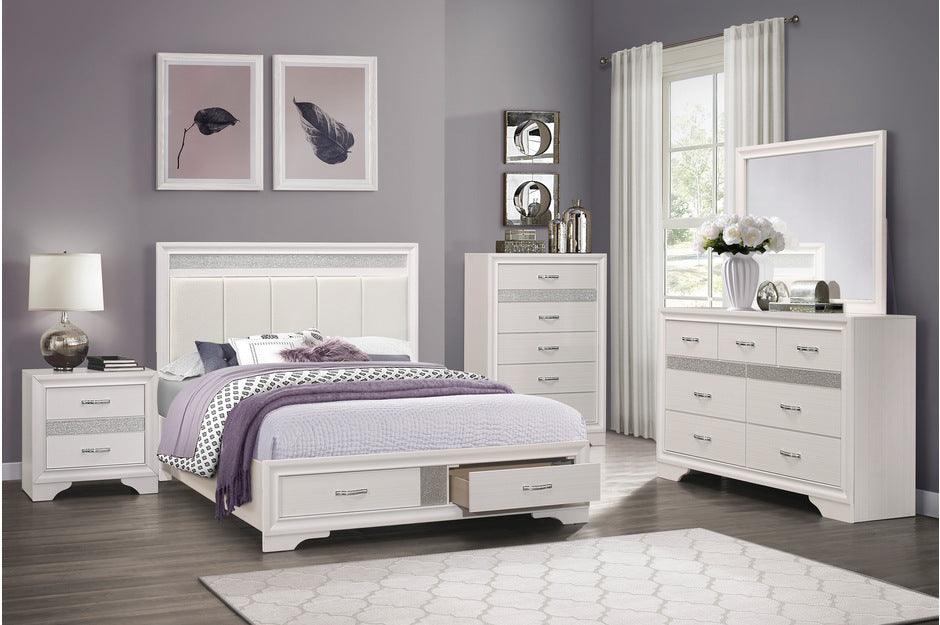 Homelegance - Luster 6 Piece Eastern King Platform Bedroom Set In White - 1505Wk-1Ek-6Set - ATL FURNITURE