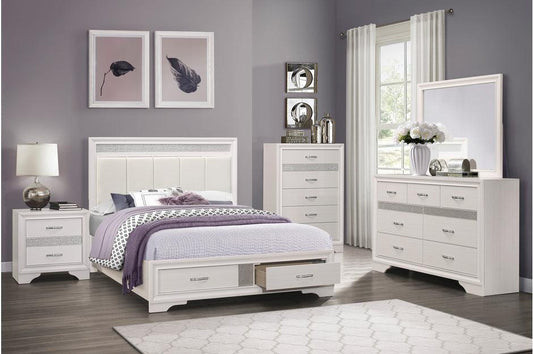 Homelegance - Luster 6 Piece Eastern King Platform Bedroom Set In White - 1505Wk-1Ek-6Set - ATL FURNITURE