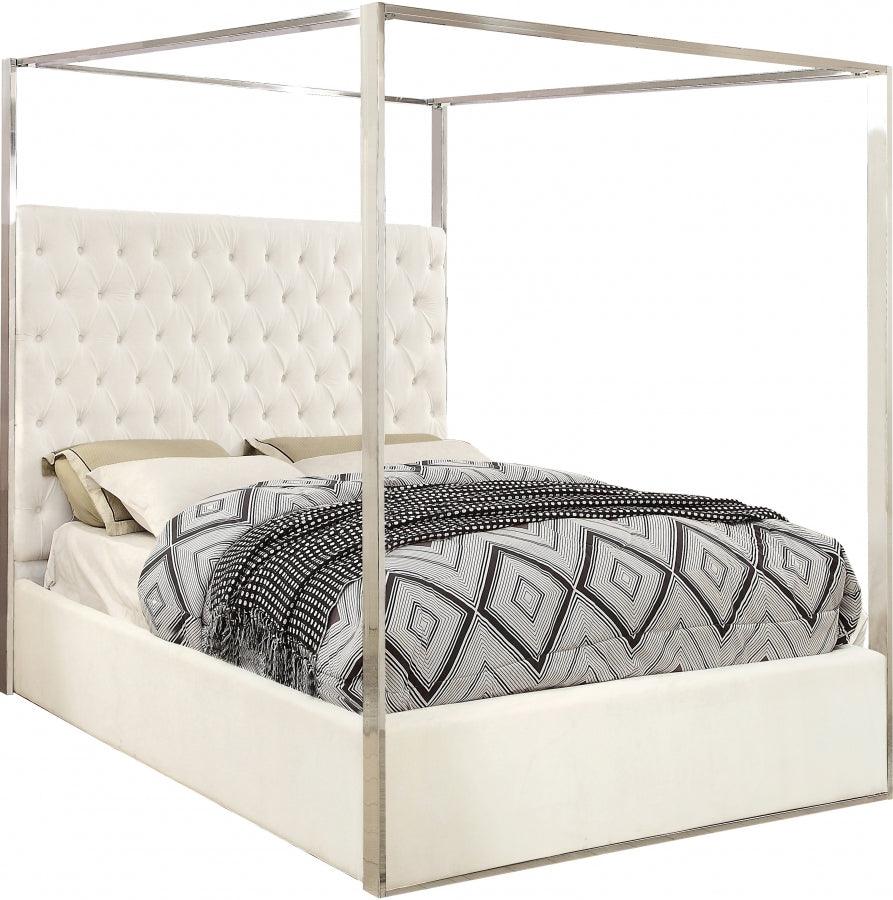 Porter Velvet King Bed In White - Porterwhite-K - ATL FURNITURE