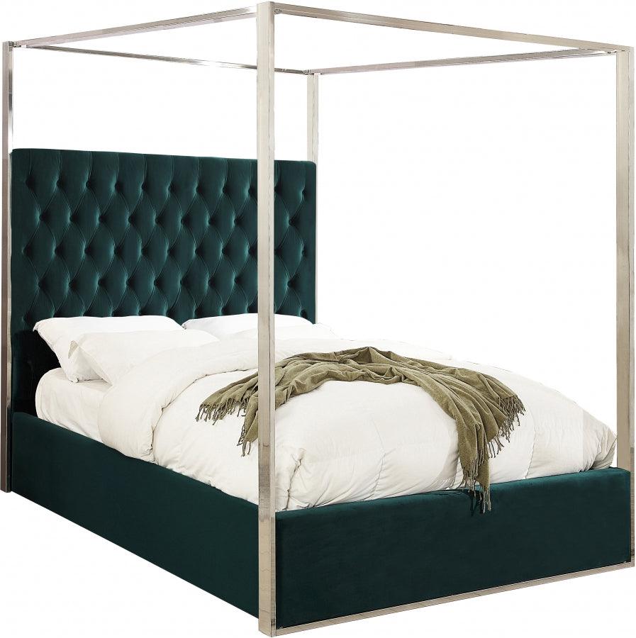 Meridian Furniture - Porter Velvet Queen Bed In Green - Portergreen-Q - ATL FURNITURE