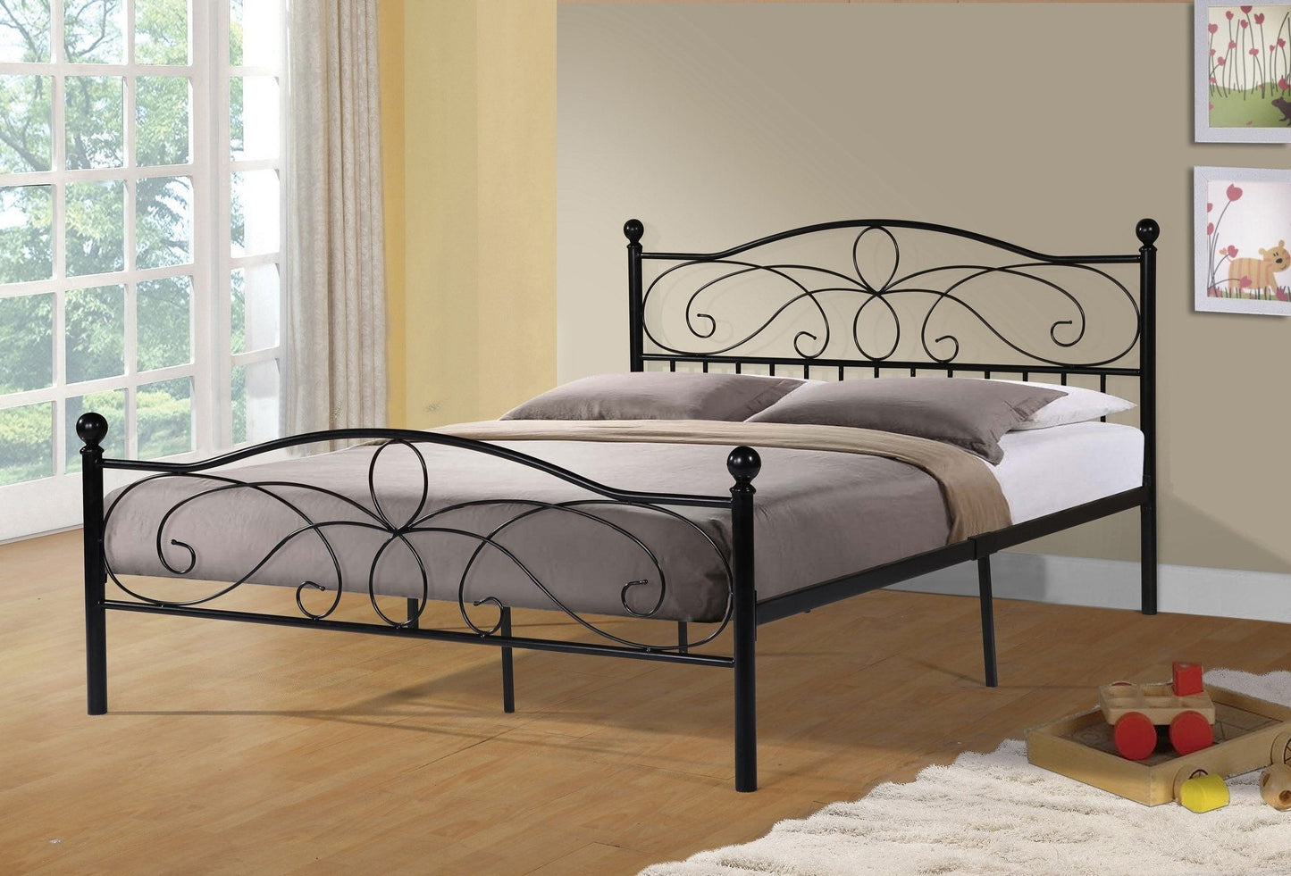 Metal Bed; Black - ATL FURNITURE