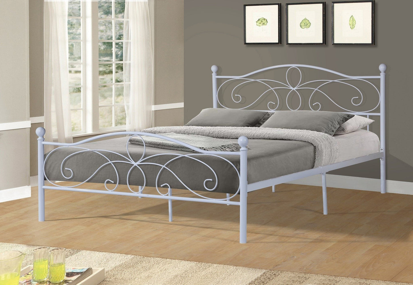 Metal Bed; White - ATL FURNITURE