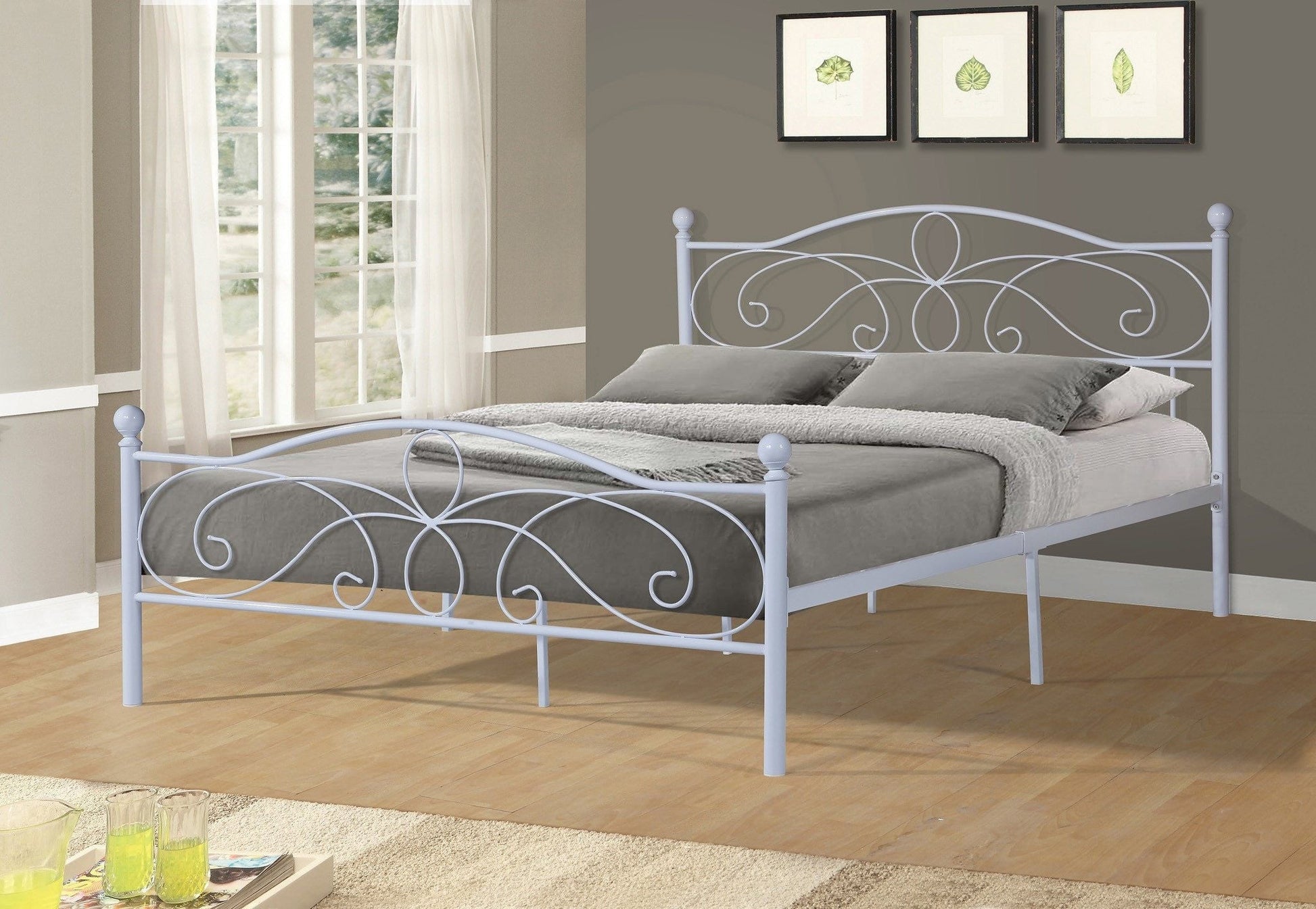 Metal Bed; White - ATL FURNITURE