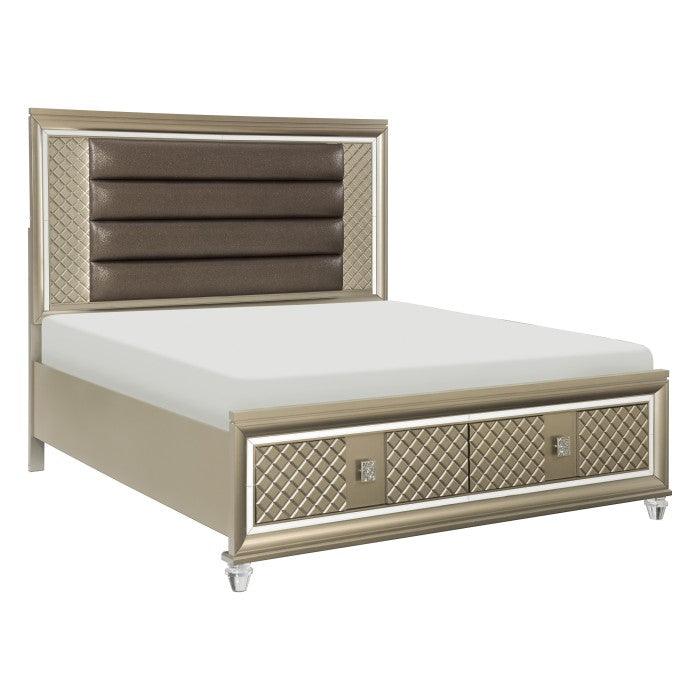 Homelegance - Loudon Queen Platform Bed With Led Lighting And Storage Footboard In Bronze - 1515-1* - ATL FURNITURE