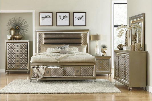 Homelegance - Loudon 6 Piece Eastern King Platform Storage Bedroom Set In Bronze - 1515K-1Ek-6Set - ATL FURNITURE