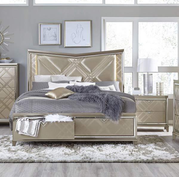 Homelegance - Bijou 3 Piece Eastern King Platform Storage Bedroom Set In Champagne - 1522K-1Wfek-3Set - ATL FURNITURE