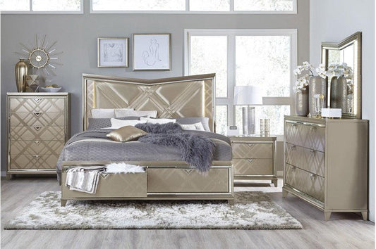 Homelegance - Bijou 6 Piece Queen Platform Storage Bedroom Set In Champagne - 1522-1Wf-6Set - ATL FURNITURE