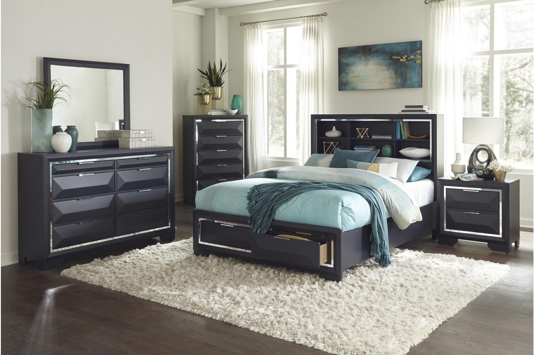 Homelegance - Rosemont 5 Piece Eastern King Platform Bedroom Set In Midnight Blue - 1553K-1Ek-5Set - ATL FURNITURE