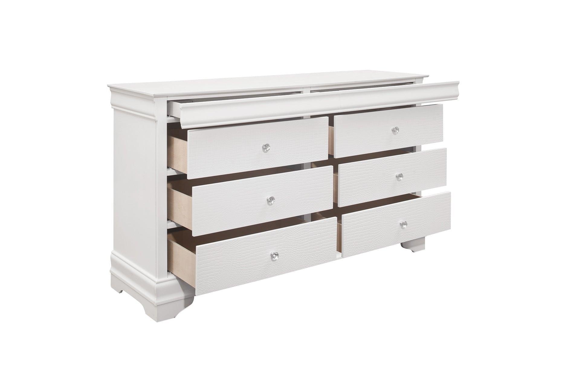 Homelegance - Lana Dresser With Mirror In White - 1556W-6 - ATL FURNITURE