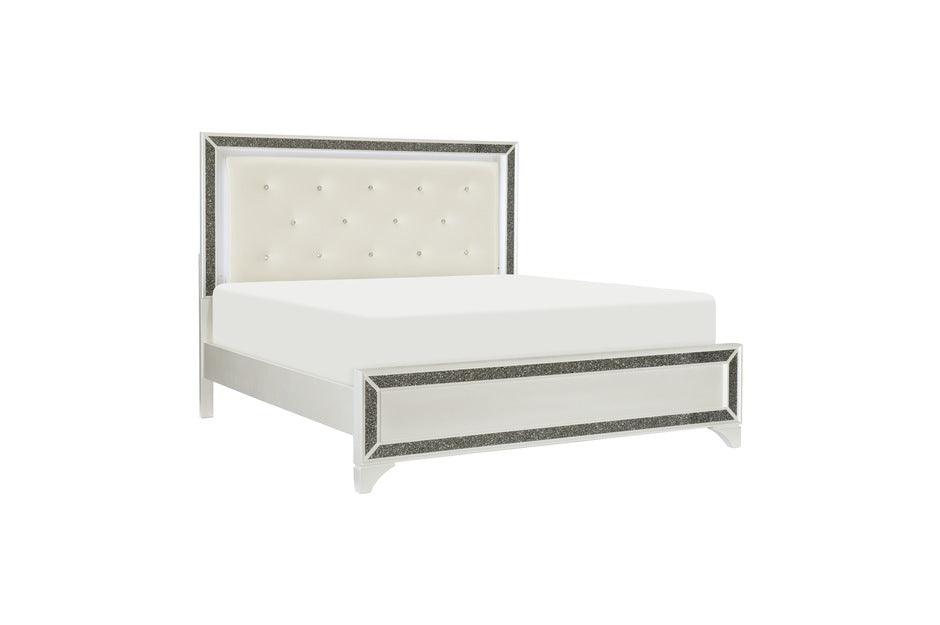 Homelegance - Salon Queen Bed In Pearl White Metallic - 1572W-Q - ATL FURNITURE