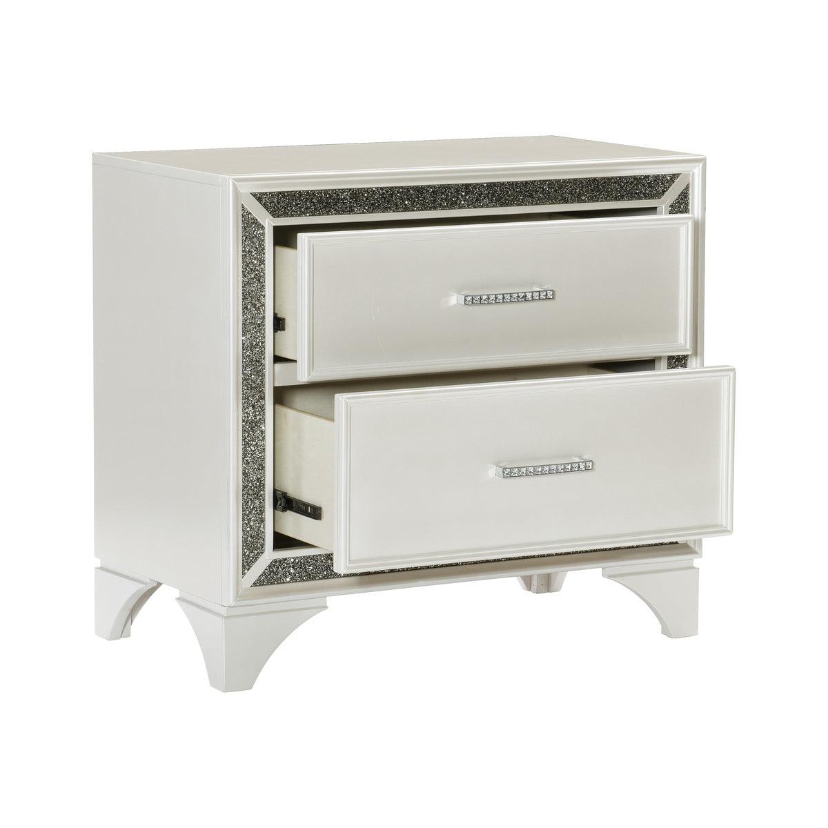 Homelegance - Salon Nightstand In Pearl White Metallic - 1572W-4 - ATL FURNITURE