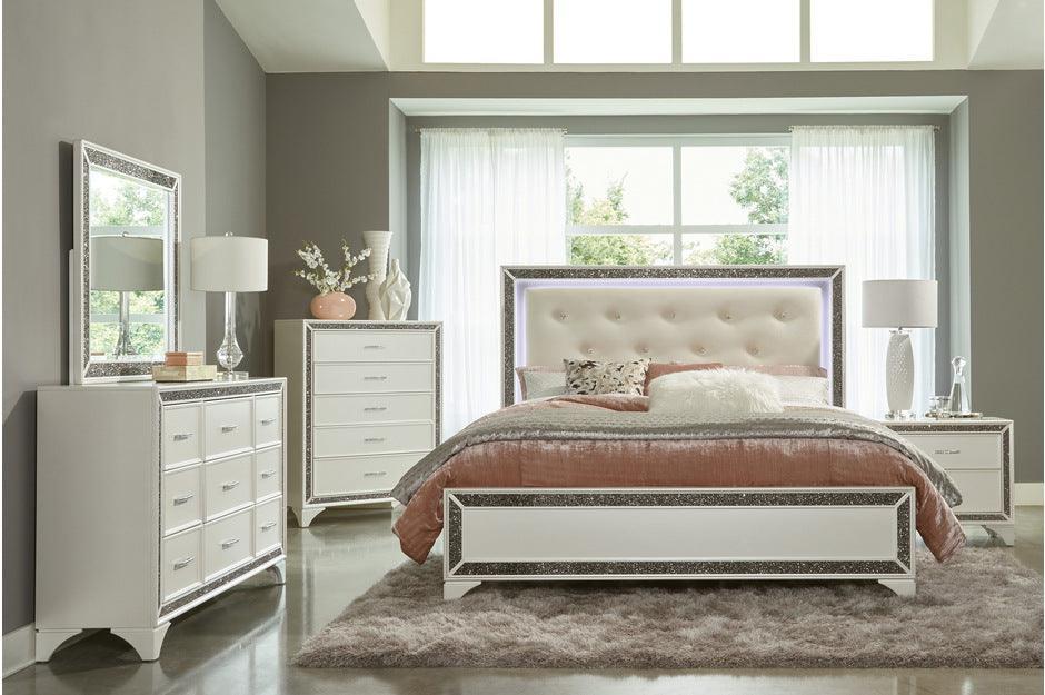 Homelegance - Salon Queen Bed In Pearl White Metallic - 1572W-Q - ATL FURNITURE