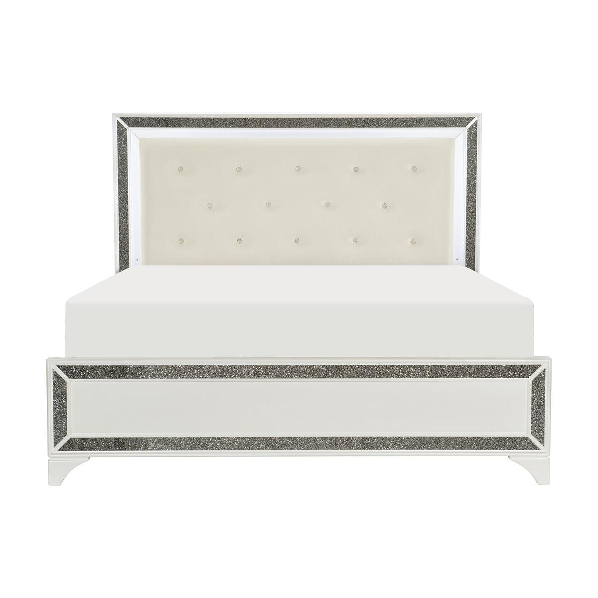 Homelegance - Salon Queen Bed In Pearl White Metallic - 1572W-Q - ATL FURNITURE