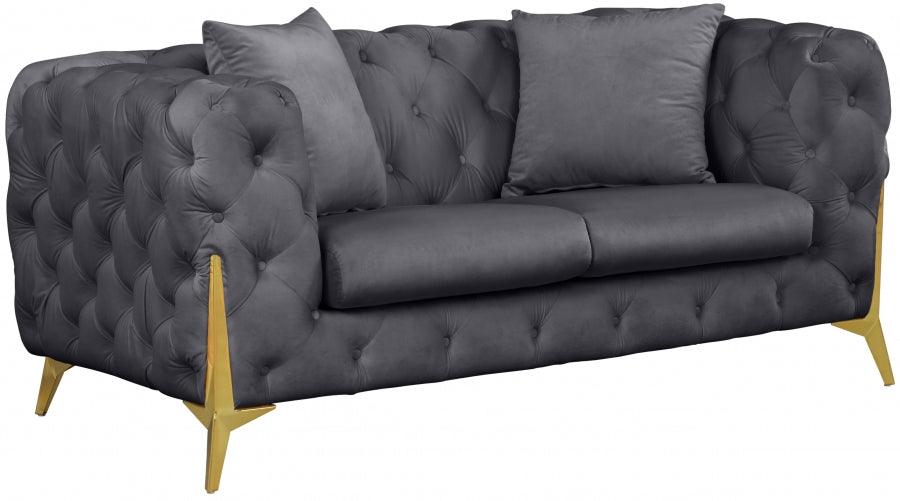 Meridian Furniture - Kingdom Velvet Loveseat In Grey - 695Grey-L - ATL FURNITURE