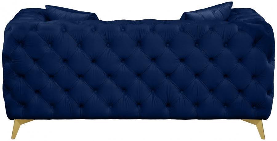 Meridian Furniture - Kingdom Velvet Loveseat In Navy - 695Navy-L - ATL FURNITURE