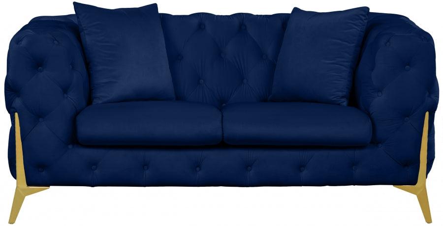 Meridian Furniture - Kingdom Velvet Loveseat In Navy - 695Navy-L - ATL FURNITURE