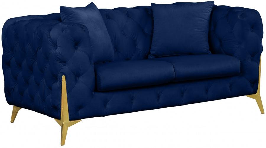 Meridian Furniture - Kingdom Velvet Loveseat In Navy - 695Navy-L - ATL FURNITURE