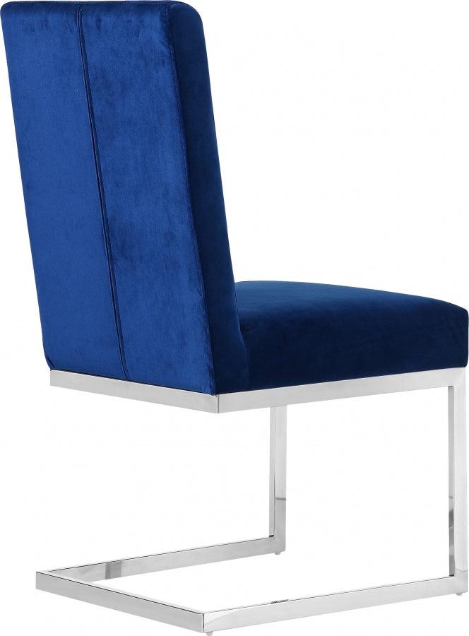 Meridian Furniture - Carlton Velvet Dining Chair In Navy (Set Of 2) - 735Navy-C - ATL FURNITURE