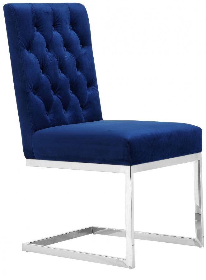 Meridian Furniture - Carlton Velvet Dining Chair In Navy (Set Of 2) - 735Navy-C - ATL FURNITURE