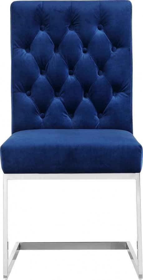 Meridian Furniture - Carlton Velvet Dining Chair In Navy (Set Of 2) - 735Navy-C - ATL FURNITURE