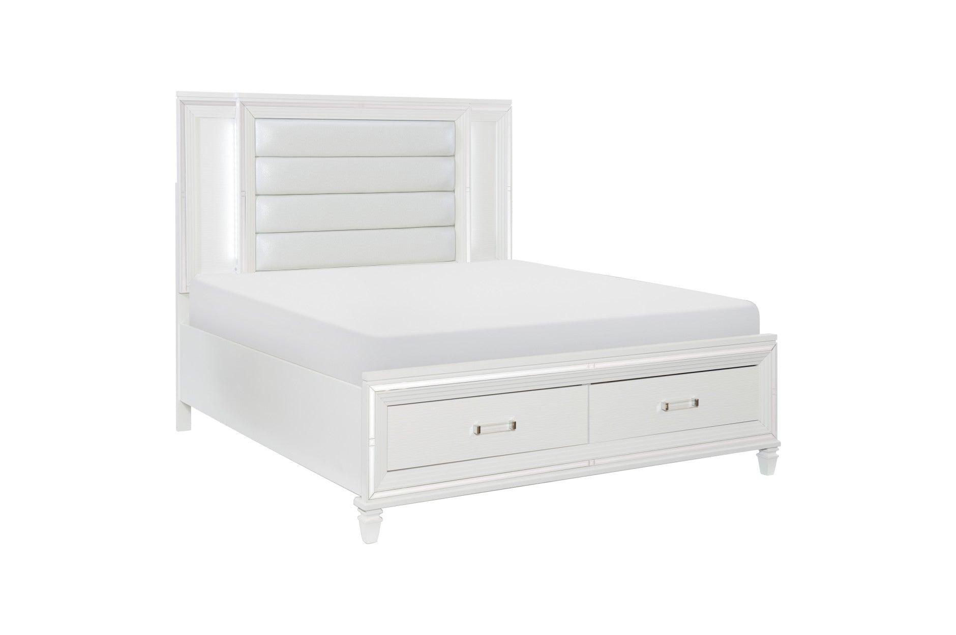 Homelegance - Tamsin Queen Platform Bed With Led Lighting And Footboard Storage In White - 1616W-1* - ATL FURNITURE