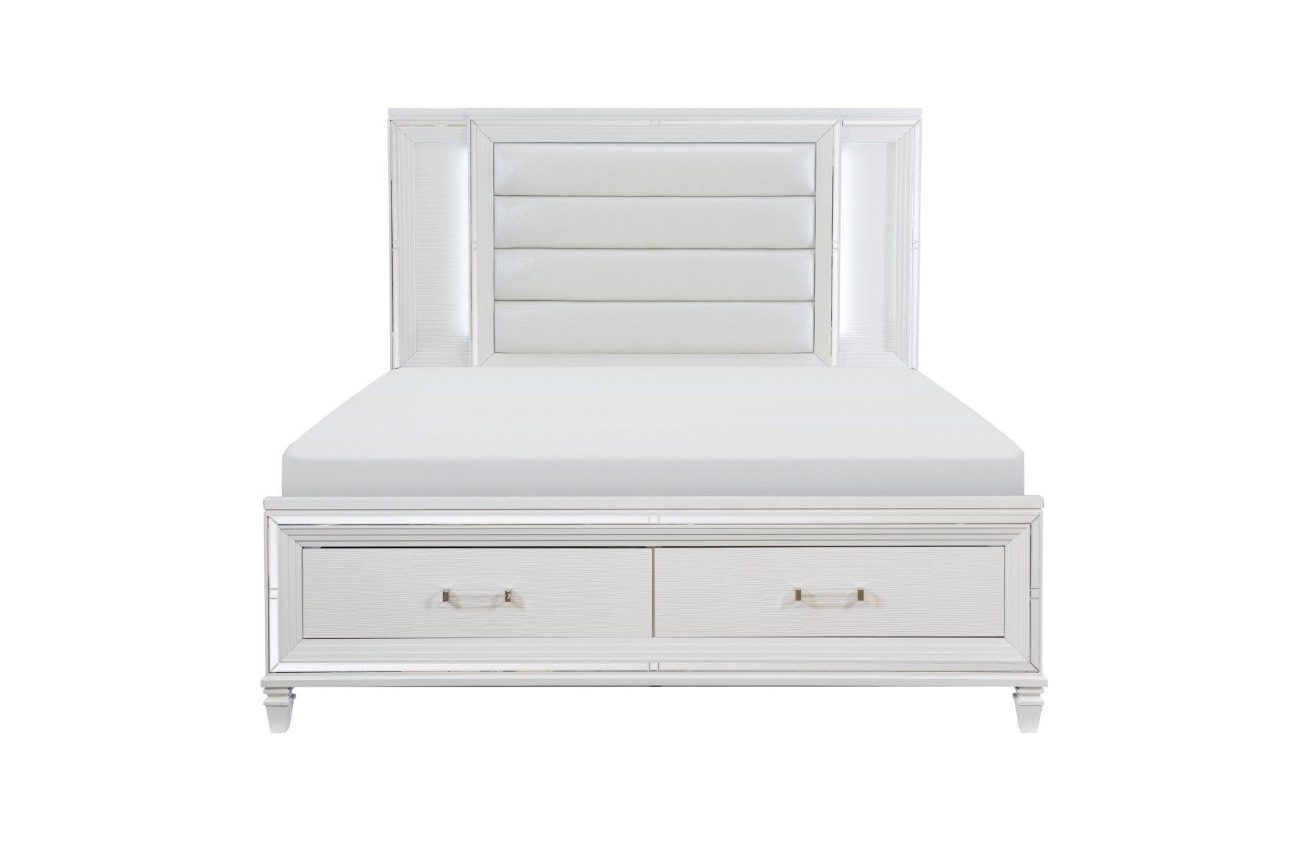Homelegance - Tamsin Eastern King Platform Bed With Led Lighting And Footboard Storage In White - 1616Wk-1Ek* - ATL FURNITURE