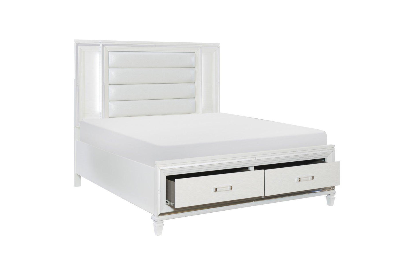 Homelegance - Tamsin Eastern King Platform Bed With Led Lighting And Footboard Storage In White - 1616Wk-1Ek* - ATL FURNITURE