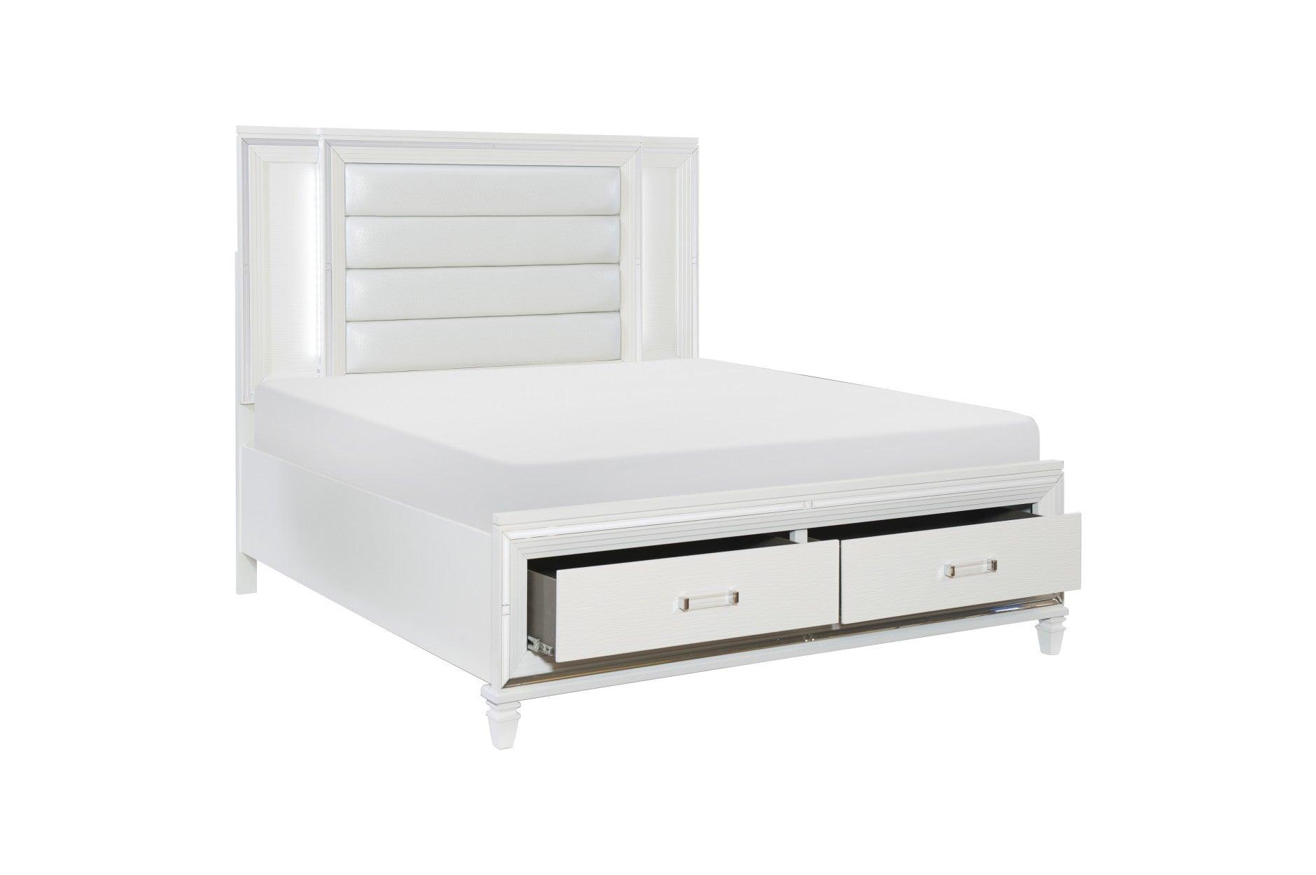 Homelegance - Tamsin Eastern King Platform Bed With Led Lighting And Footboard Storage In White - 1616Wk-1Ek* - ATL FURNITURE
