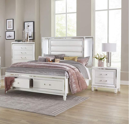 Homelegance - Tamsin 5 Piece Eastern King Platform Bedroom Set In White - 1616Wk-1Ek-5Set - ATL FURNITURE