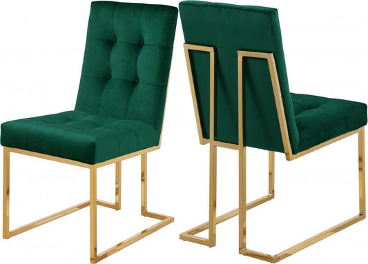 Meridian Furniture - Pierre Velvet Dining Chair In Green (Set Of 2) - 714Green-C - ATL FURNITURE