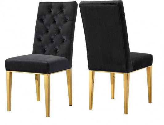 Meridian Furniture - Capri Velvet Dining Chair In Black (Set Of 2) - 716Black-C - ATL FURNITURE