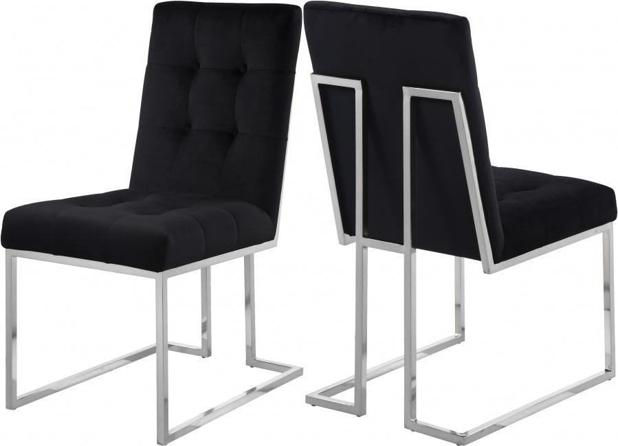 Meridian Furniture - Alexis Velvet Dining Chair In Black (Set Of 2) - 731Black-C - ATL FURNITURE